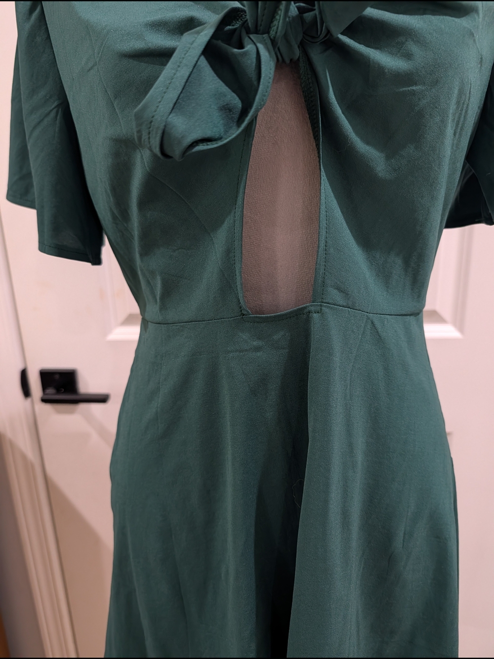 Emerald Tie-Front‎ A-Line Dress - Picture 3 of 6